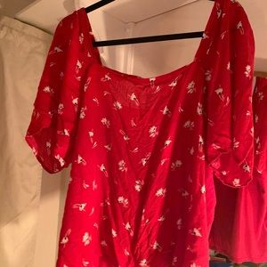 Target/ A new day/ Red floral square neck top